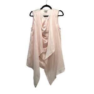 Earthaddict 100% Linen Blouse Large EU36 Petal Pink Layered Cowl Sleeveless